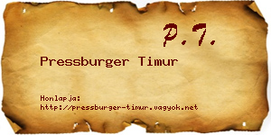 Pressburger Timur névjegykártya